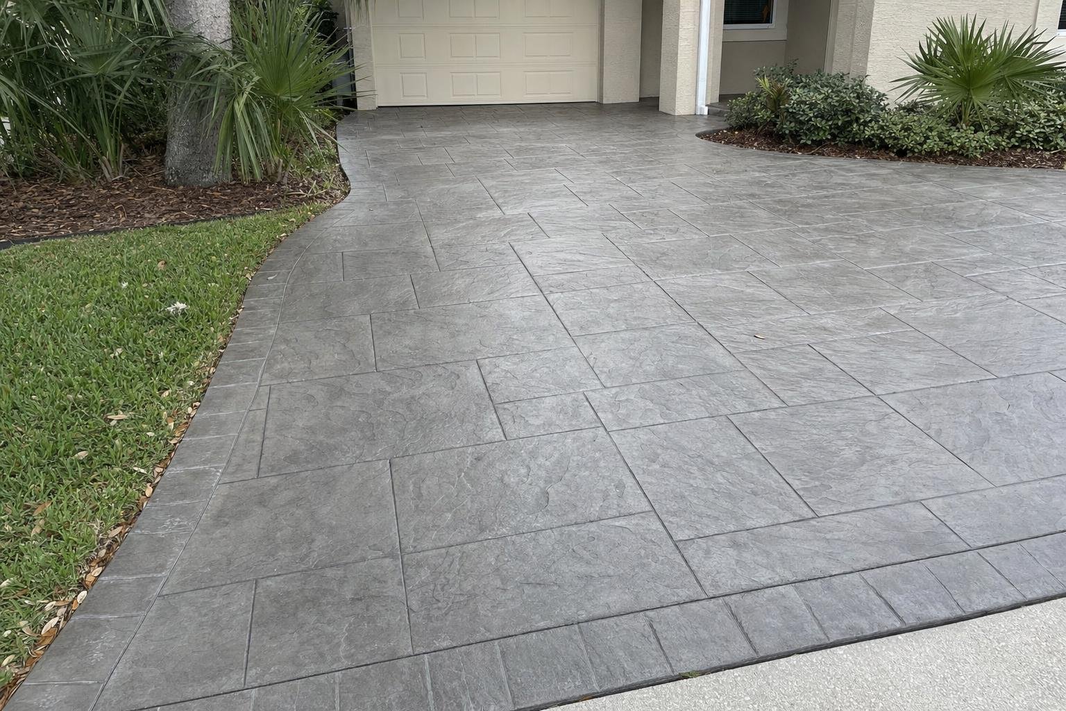 Stamped concrete installation, example photo
